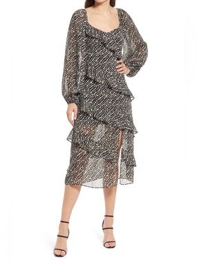 Long Sleeve Layered Midi Dress